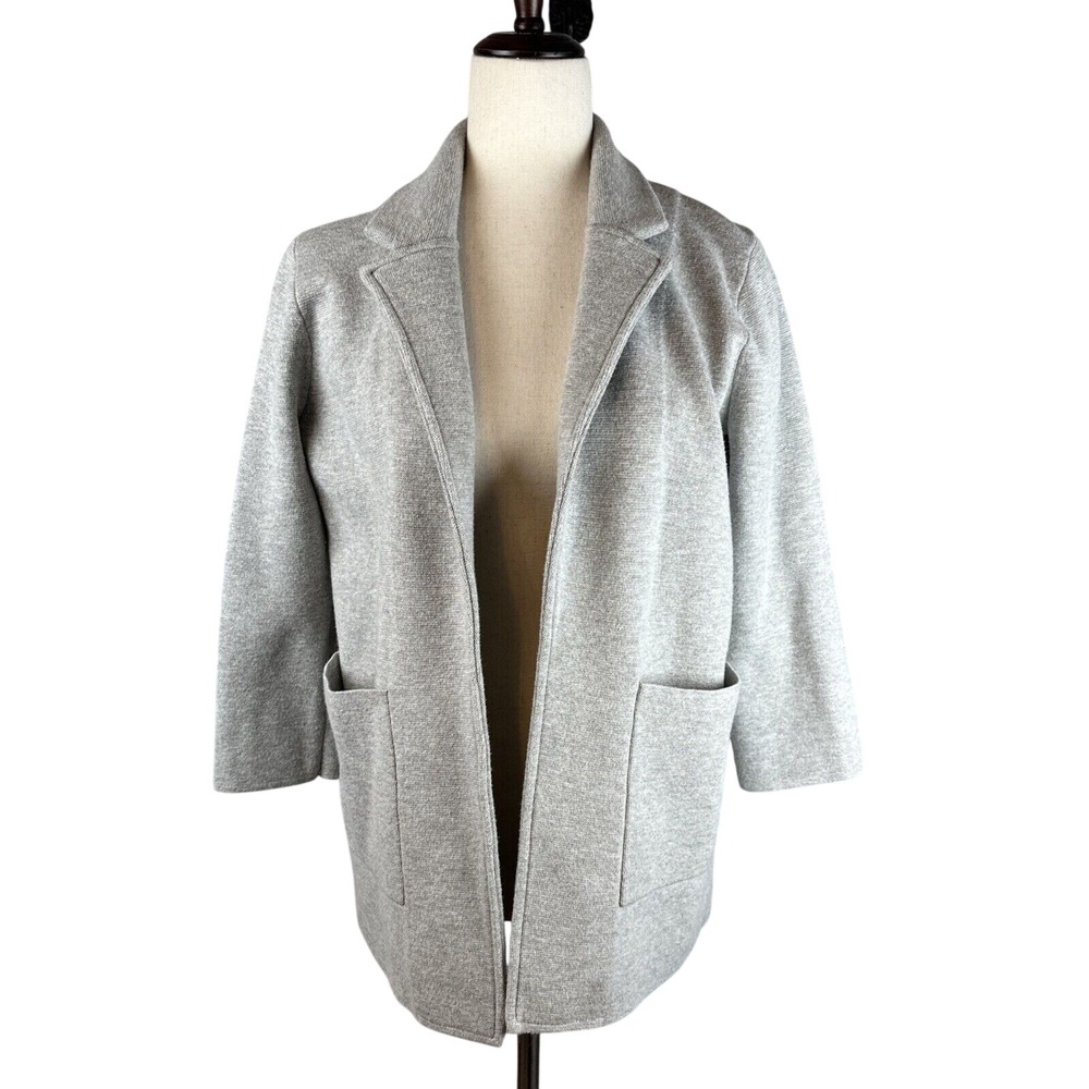 J. Crew Womens Sophie Open Front Sweater Blazer Size XS Gray Heather Cotton Wool